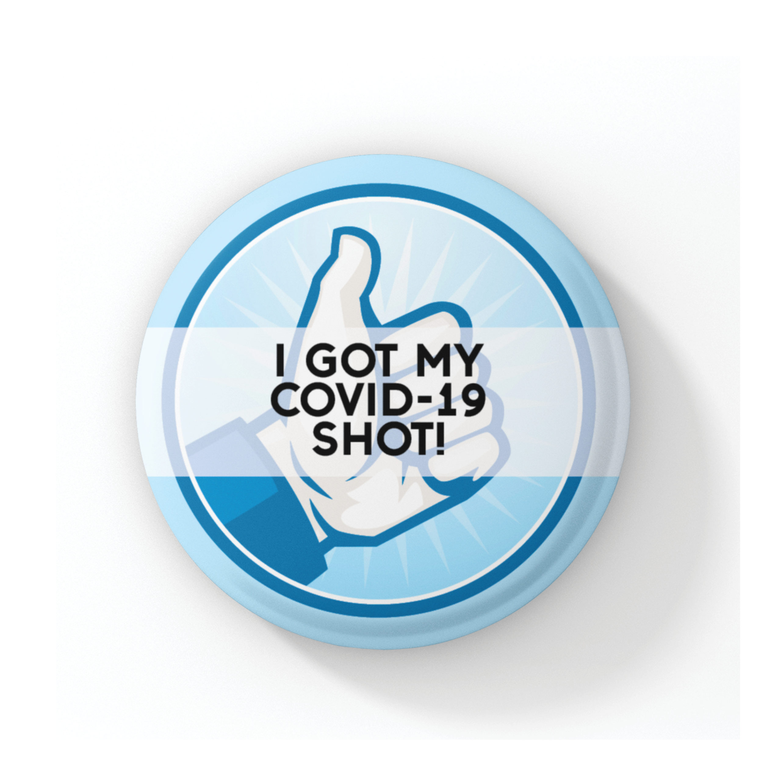 COVID-19 Vaccine Button – Blue Thumbs Up