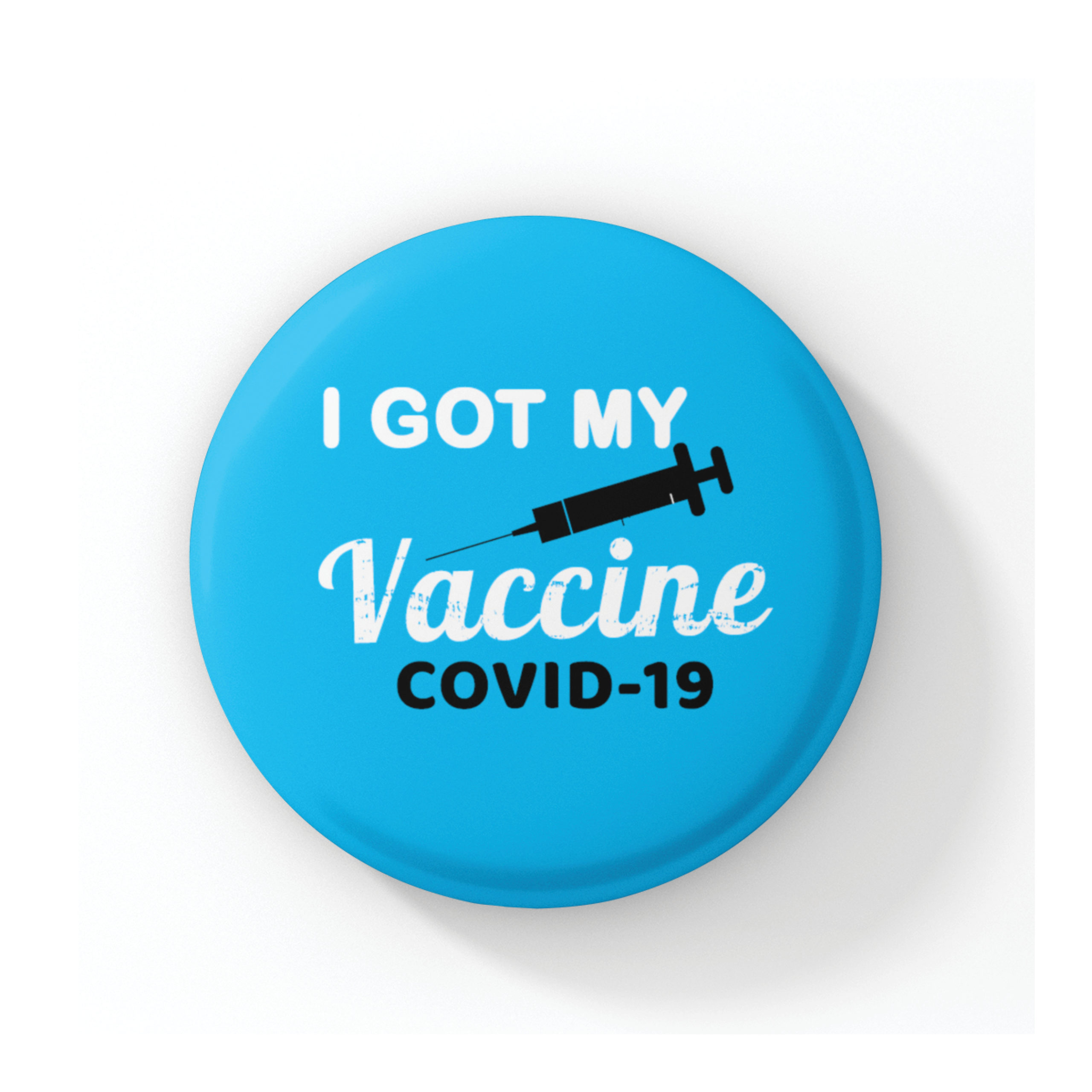 COVID-19 Vaccine Button – Retro Aqua